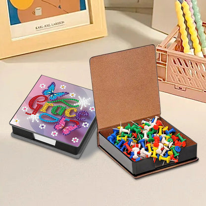 Animals Leather Diamond Art Note Box with 160 Sheets of Paper for DIY Art Craft