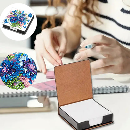 Animals Leather Diamond Art Note Box with 160 Sheets of Paper for DIY Art Craft