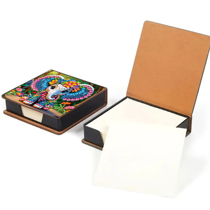 Animals Leather Diamond Art Note Box with 160 Sheets of Paper for DIY Art Craft