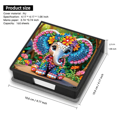 Animals Leather Diamond Art Note Box with 160 Sheets of Paper for DIY Art Craft