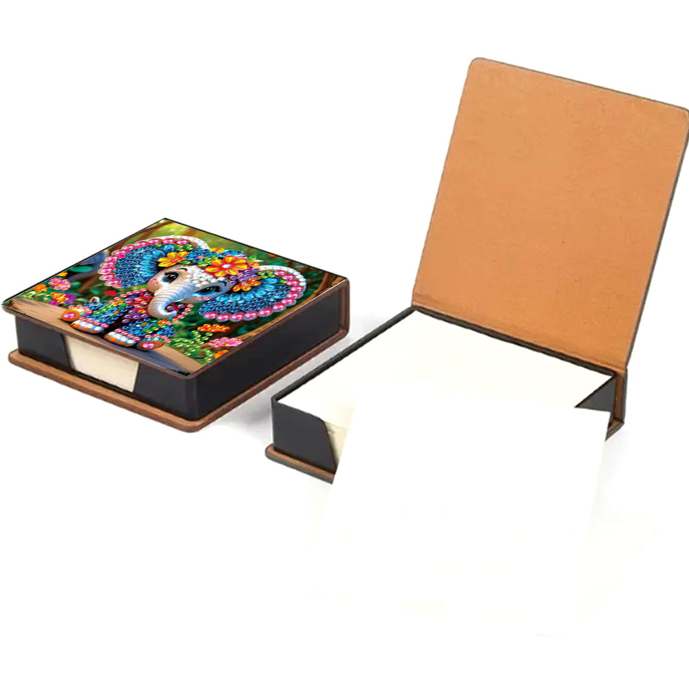 Animals Leather Diamond Art Note Box with 160 Sheets of Paper for DIY Art Craft