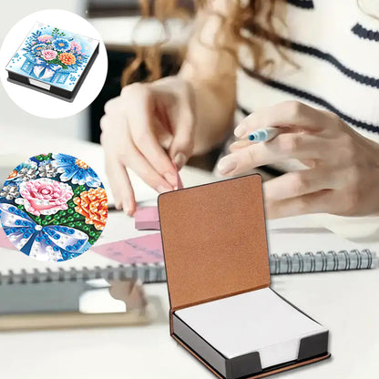 Animals Leather Diamond Art Note Box with 160 Sheets of Paper for DIY Art Craft