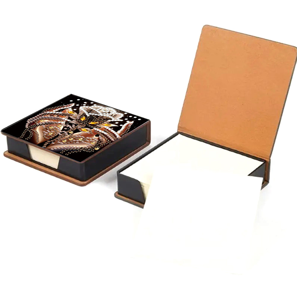 Animals Leather Diamond Art Note Box with 160 Sheets of Paper for DIY Art Craft