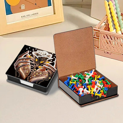 Animals Leather Diamond Art Note Box with 160 Sheets of Paper for DIY Art Craft