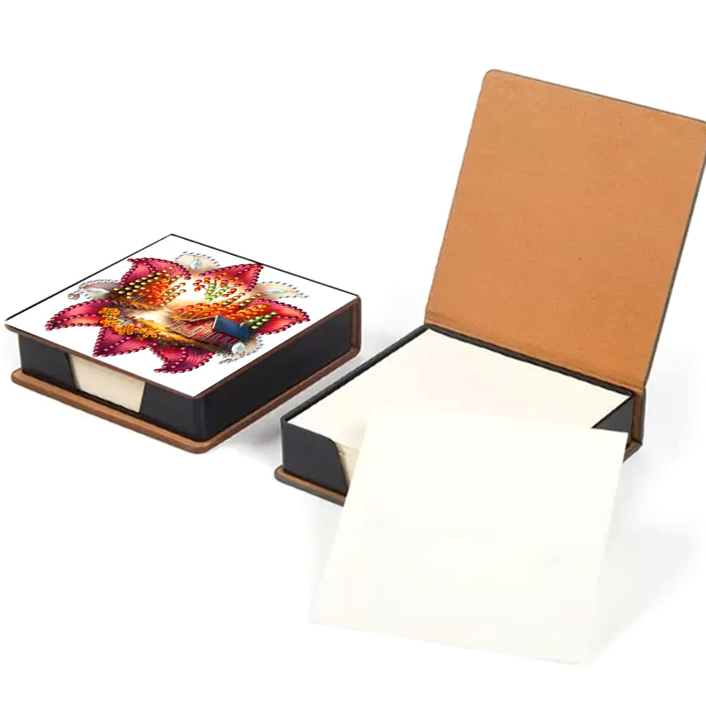 Animals Leather Diamond Art Note Box with 160 Sheets of Paper for DIY Art Craft
