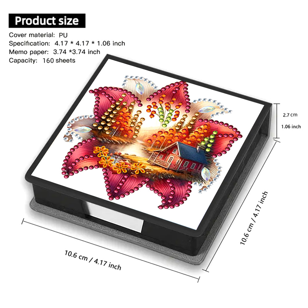 Animals Leather Diamond Art Note Box with 160 Sheets of Paper for DIY Art Craft