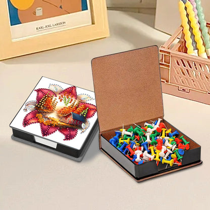 Animals Leather Diamond Art Note Box with 160 Sheets of Paper for DIY Art Craft