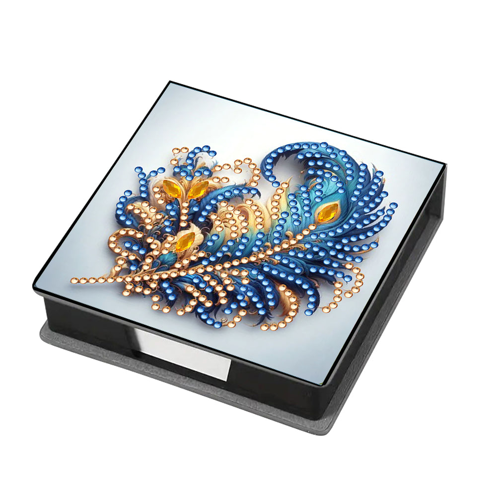 Animals Leather Diamond Art Note Box with 160 Sheets of Paper for DIY Art Craft