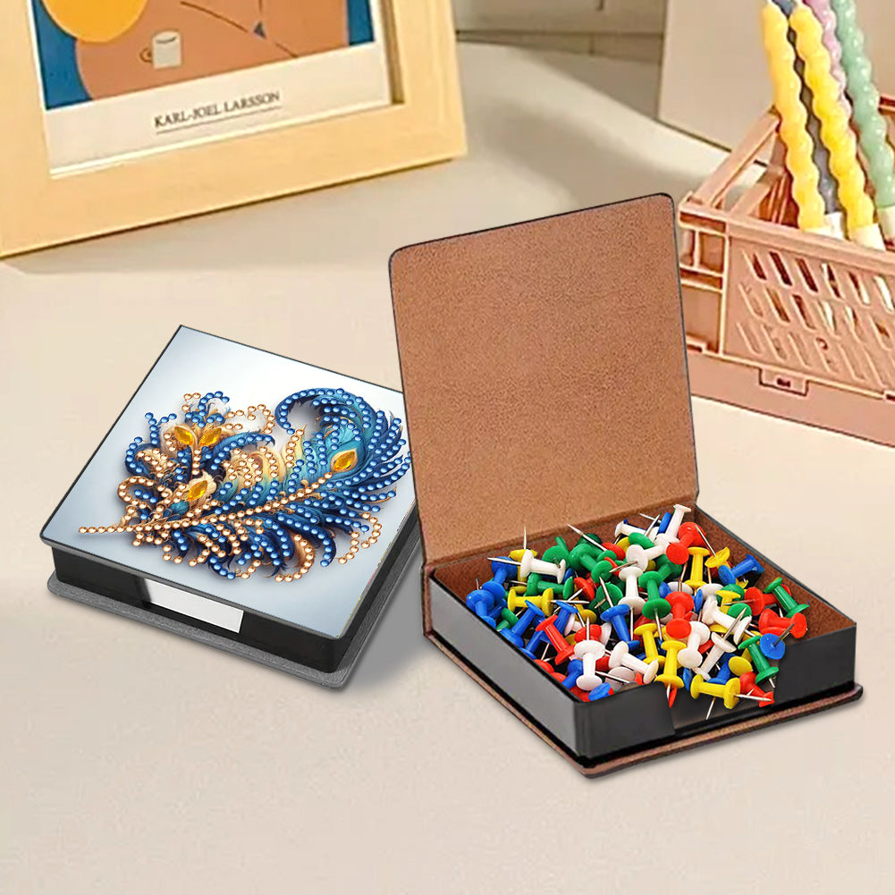 Animals Leather Diamond Art Note Box with 160 Sheets of Paper for DIY Art Craft