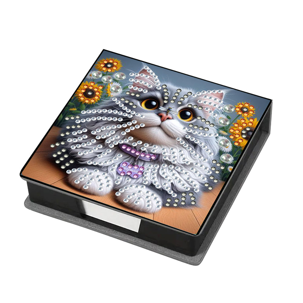 Animals Leather Diamond Art Note Box with 160 Sheets of Paper for DIY Art Craft
