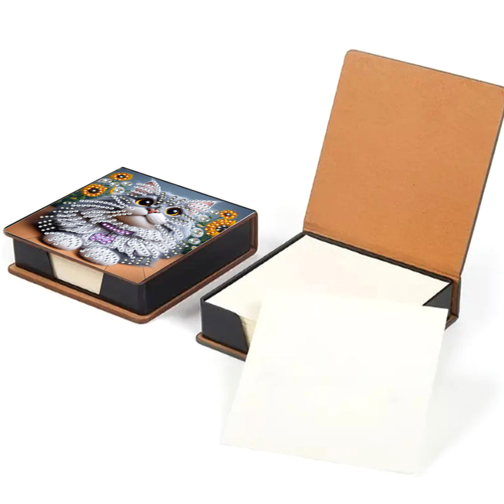 Animals Leather Diamond Art Note Box with 160 Sheets of Paper for DIY Art Craft