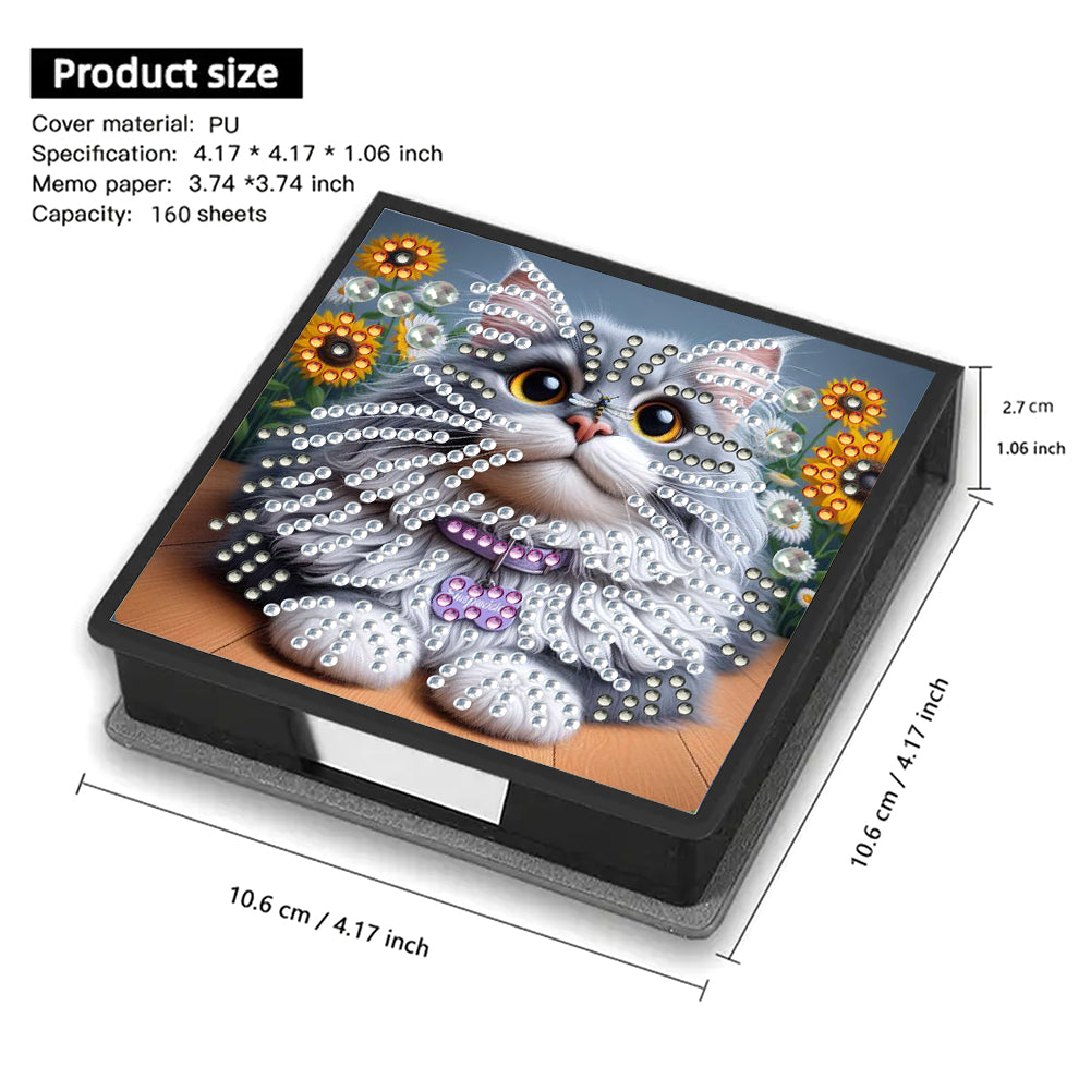 Animals Leather Diamond Art Note Box with 160 Sheets of Paper for DIY Art Craft