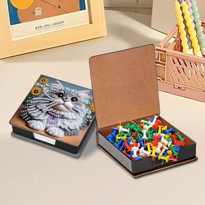 Animals Leather Diamond Art Note Box with 160 Sheets of Paper for DIY Art Craft
