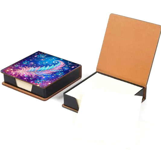 Animals Leather Diamond Art Note Box with 160 Sheets of Paper for DIY Art Craft