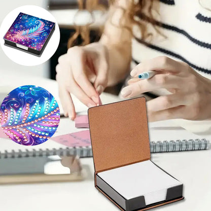 Animals Leather Diamond Art Note Box with 160 Sheets of Paper for DIY Art Craft