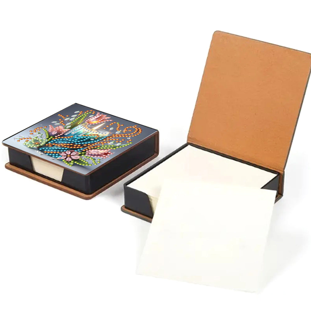 Animals Leather Diamond Art Note Box with 160 Sheets of Paper for DIY Art Craft