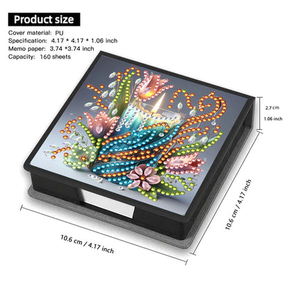 Animals Leather Diamond Art Note Box with 160 Sheets of Paper for DIY Art Craft