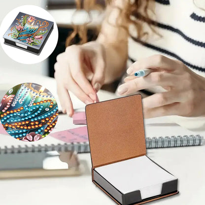 Animals Leather Diamond Art Note Box with 160 Sheets of Paper for DIY Art Craft