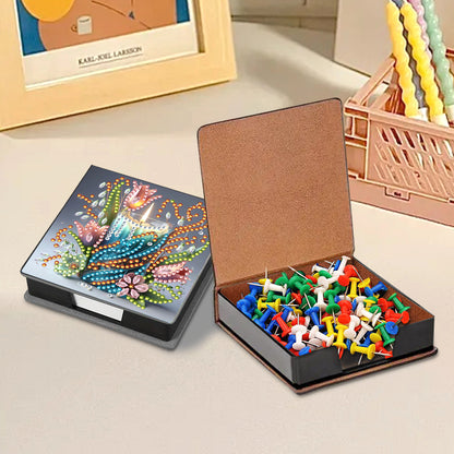 Animals Leather Diamond Art Note Box with 160 Sheets of Paper for DIY Art Craft