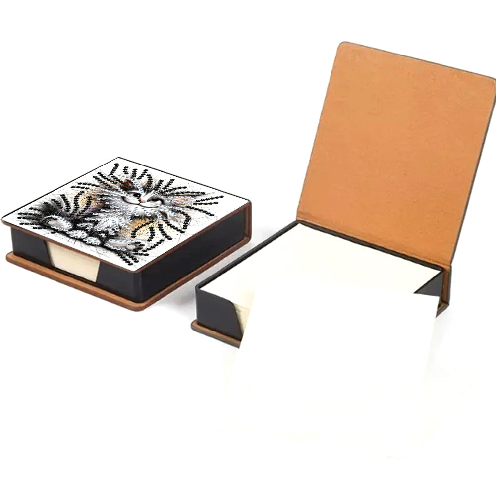 Animals Leather Diamond Art Note Box with 160 Sheets of Paper for DIY Art Craft