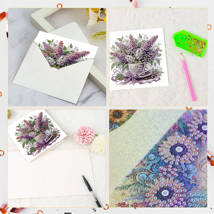 6Pcs Bouquet DIY Diamond Painting Card Diamond Drawing Card for Adults Beginners