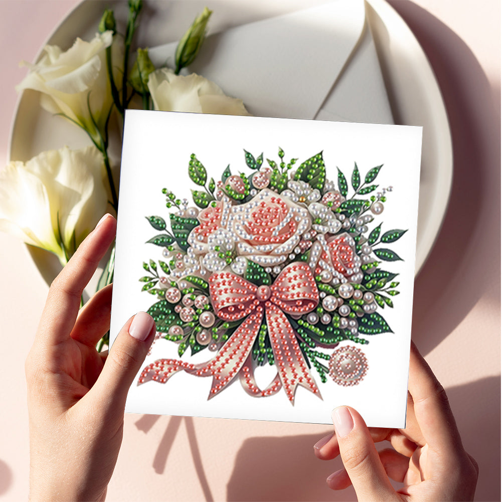 6Pcs Bouquet DIY Diamond Painting Card Diamond Drawing Card for Adults Beginners