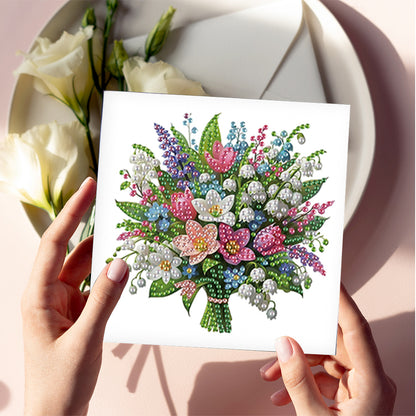 6Pcs Bouquet DIY Diamond Painting Card Diamond Drawing Card for Adults Beginners