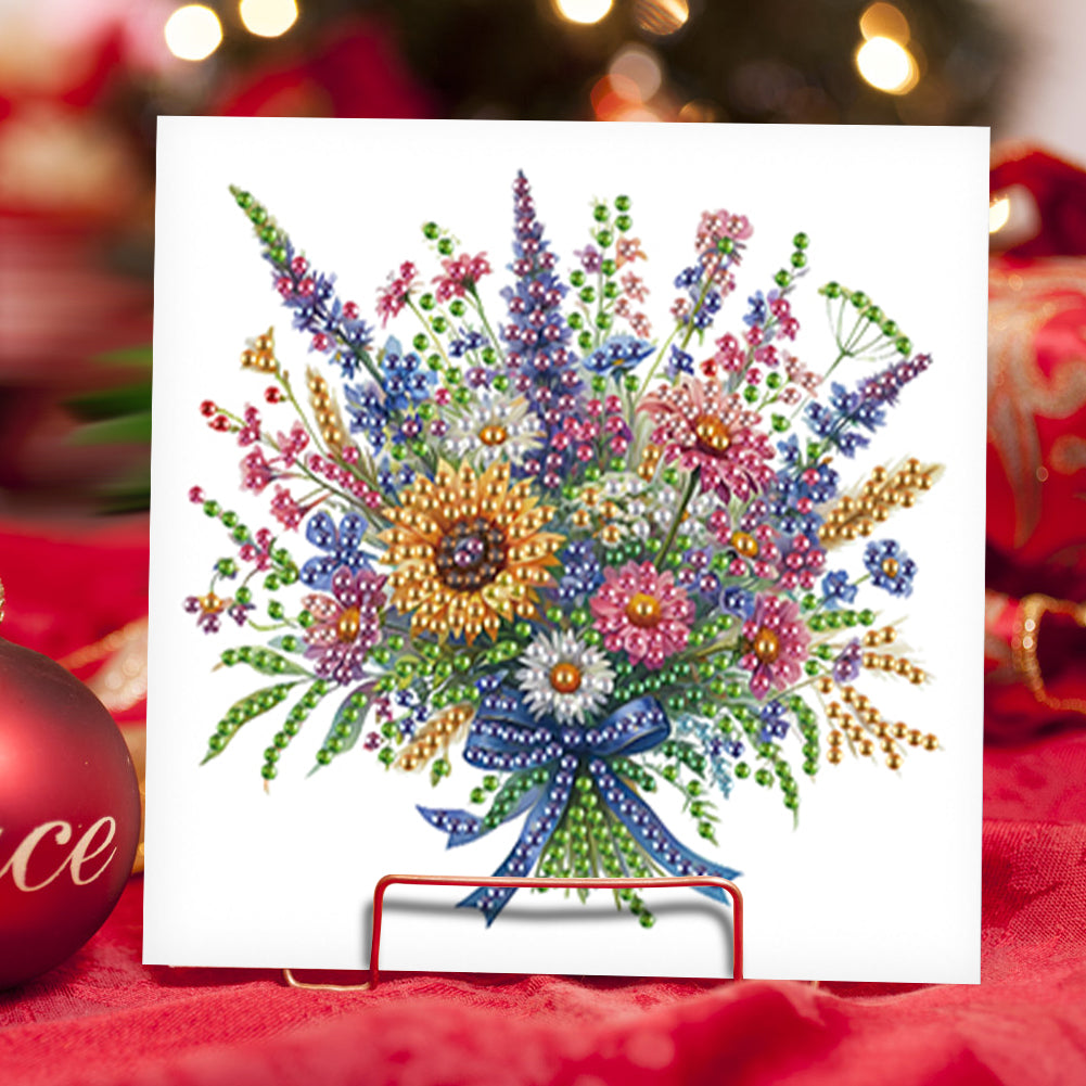 6Pcs Bouquet DIY Diamond Painting Card Diamond Drawing Card for Adults Beginners