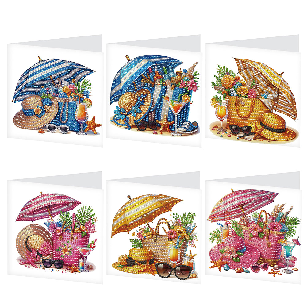 6Pcs Bouquet DIY Diamond Painting Card Diamond Drawing Card for Adults Beginners