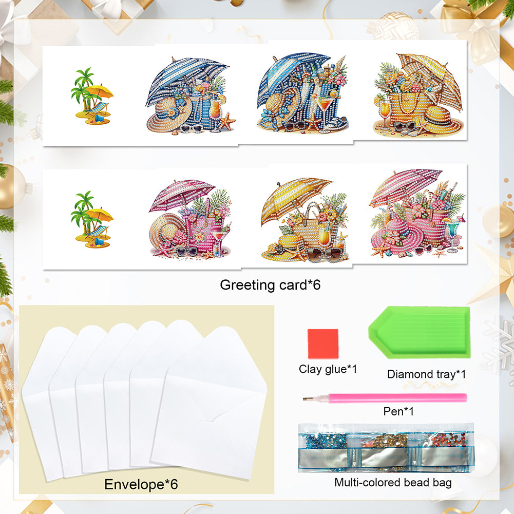 6Pcs Bouquet DIY Diamond Painting Card Diamond Drawing Card for Adults Beginners