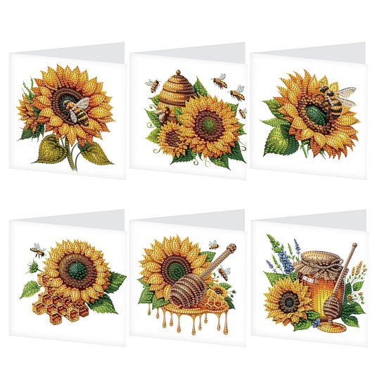 6Pcs Bouquet DIY Diamond Painting Card Diamond Drawing Card for Adults Beginners