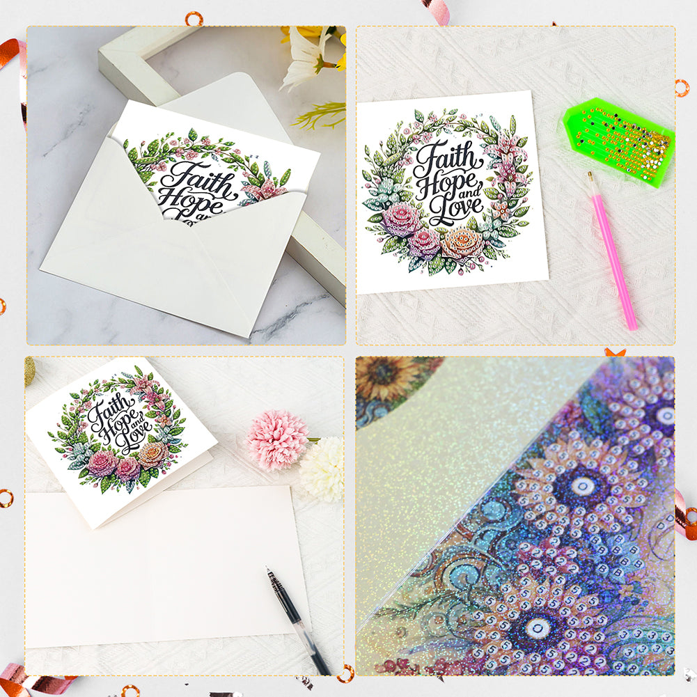 6Pcs Bouquet DIY Diamond Painting Card Diamond Drawing Card for Adults Beginners