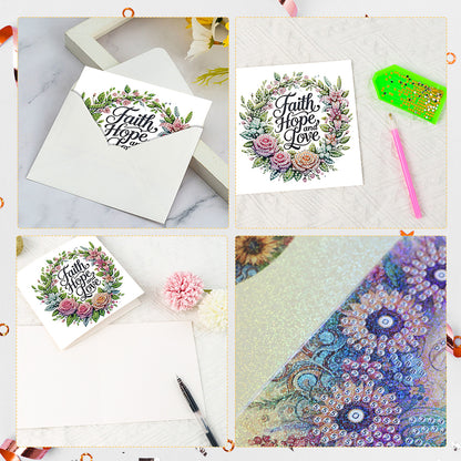 6Pcs Bouquet DIY Diamond Painting Card Diamond Drawing Card for Adults Beginners