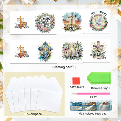 6Pcs Bouquet DIY Diamond Painting Card Diamond Drawing Card for Adults Beginners