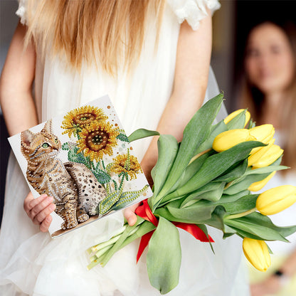 6Pcs Bouquet DIY Diamond Painting Card Diamond Drawing Card for Adults Beginners