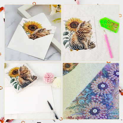 6Pcs Bouquet DIY Diamond Painting Card Diamond Drawing Card for Adults Beginners