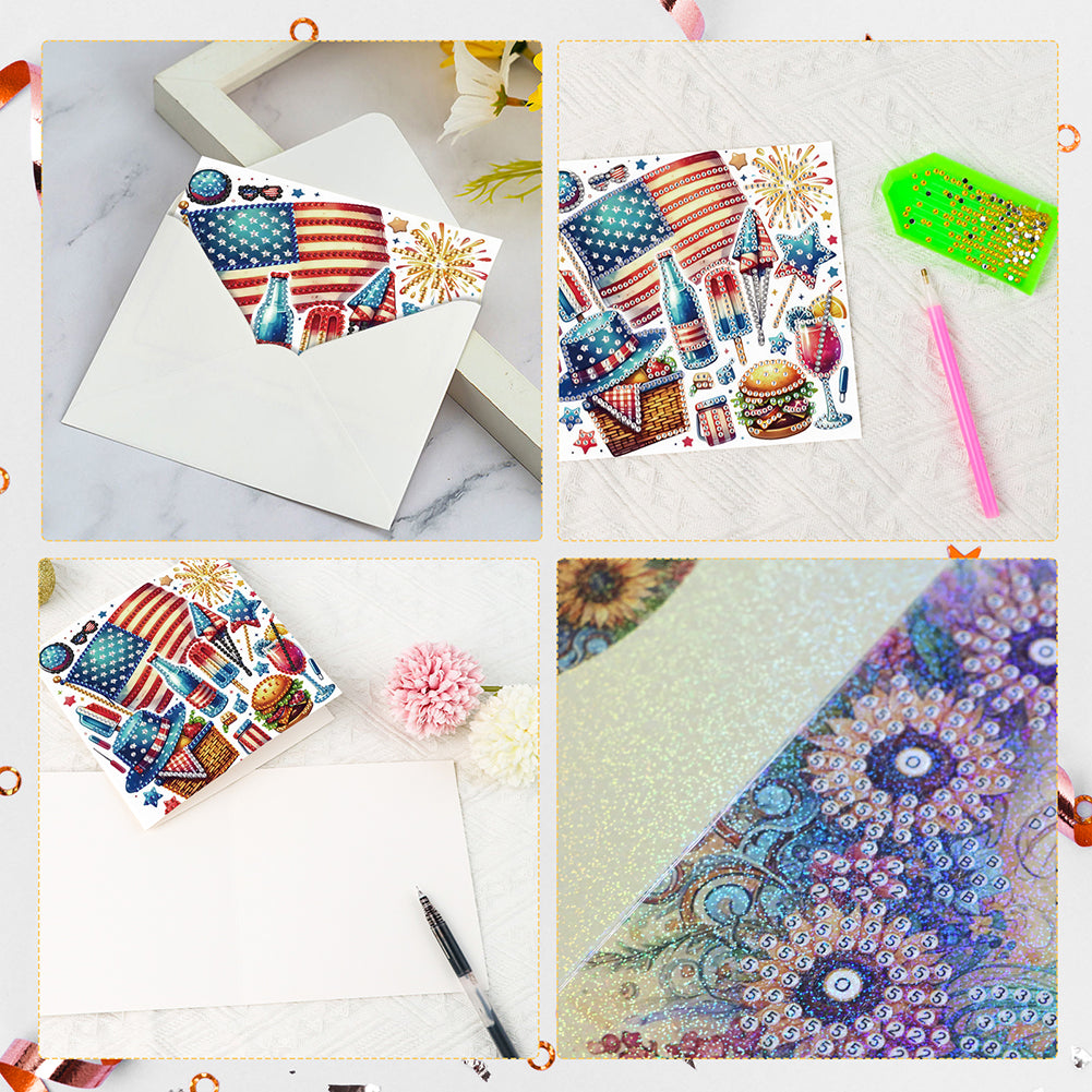 6Pcs Bouquet DIY Diamond Painting Card Diamond Drawing Card for Adults Beginners