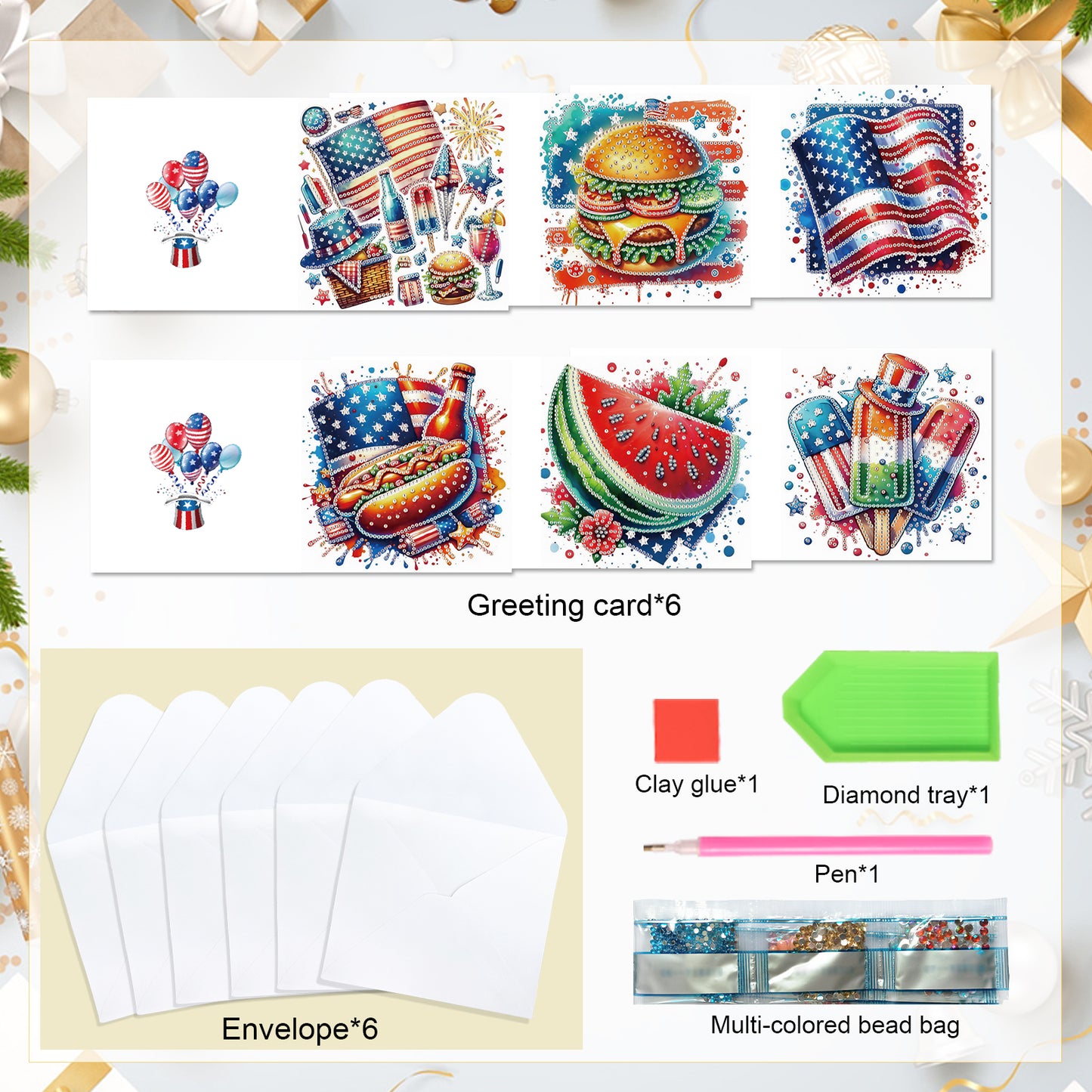 6Pcs Bouquet DIY Diamond Painting Card Diamond Drawing Card for Adults Beginners