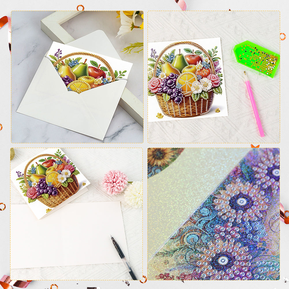 6Pcs Bouquet DIY Diamond Painting Card Diamond Drawing Card for Adults Beginners