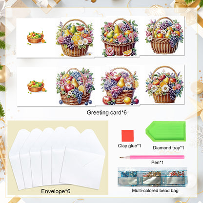 6Pcs Bouquet DIY Diamond Painting Card Diamond Drawing Card for Adults Beginners