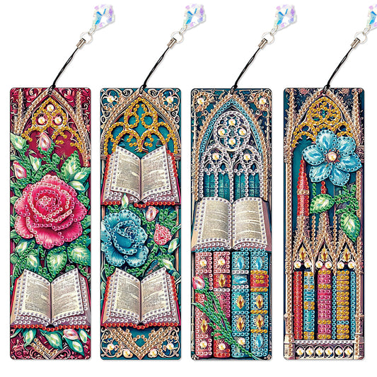 4Pcs Special Shape Dragonfly DIY Bookmarks Diamond Painting Kits for Book Lovers