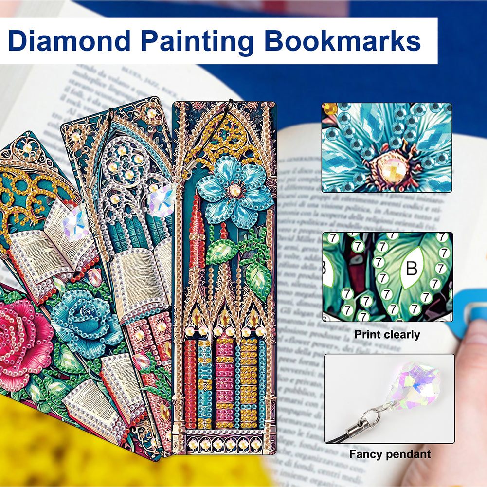 4Pcs Special Shape Dragonfly DIY Bookmarks Diamond Painting Kits for Book Lovers