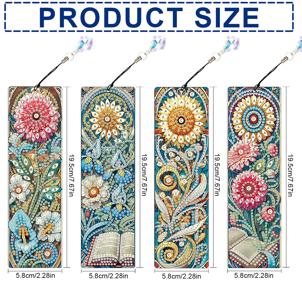 4Pcs Special Shape Dragonfly DIY Bookmarks Diamond Painting Kits for Book Lovers
