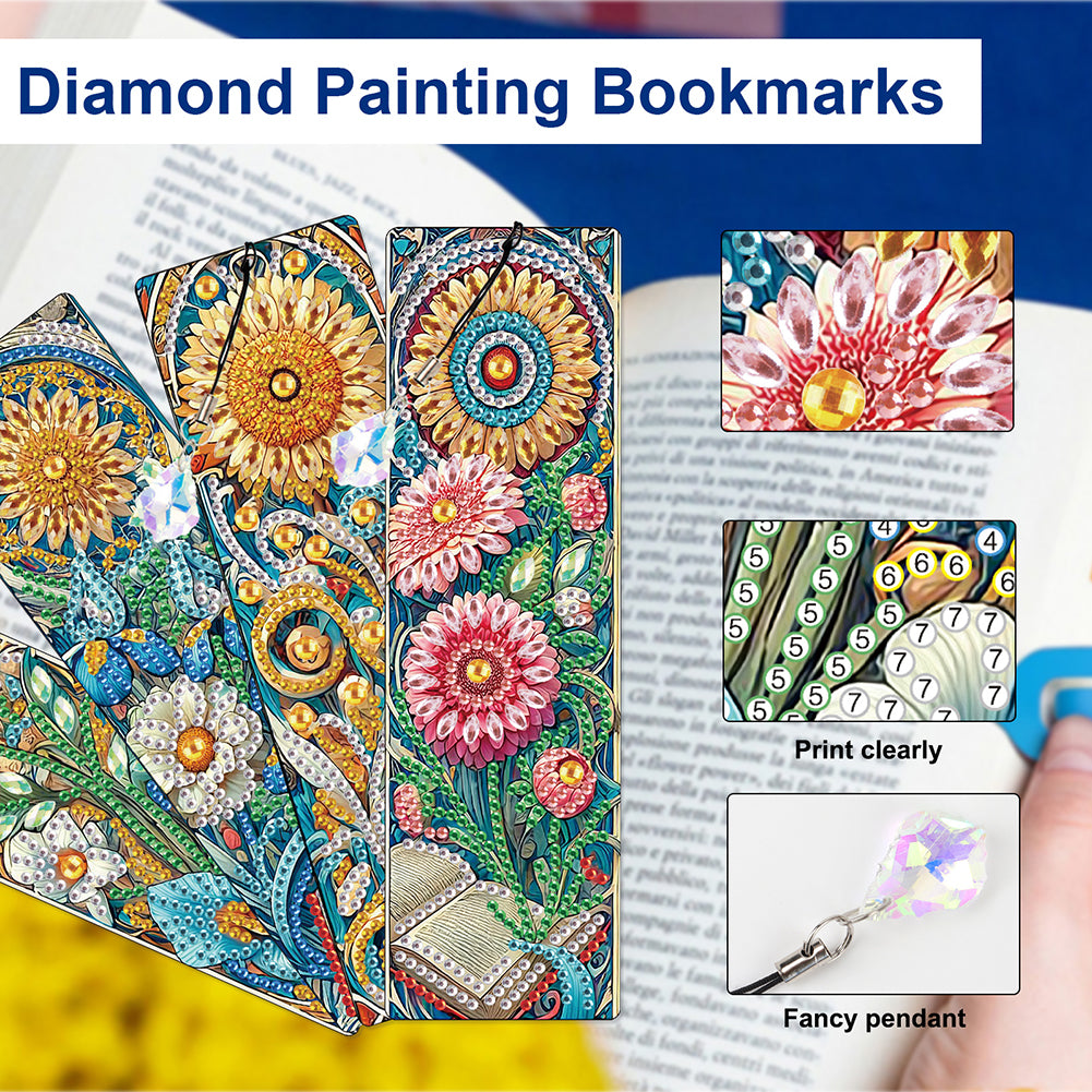 4Pcs Special Shape Dragonfly DIY Bookmarks Diamond Painting Kits for Book Lovers