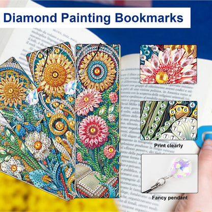 4Pcs Special Shape Dragonfly DIY Bookmarks Diamond Painting Kits for Book Lovers