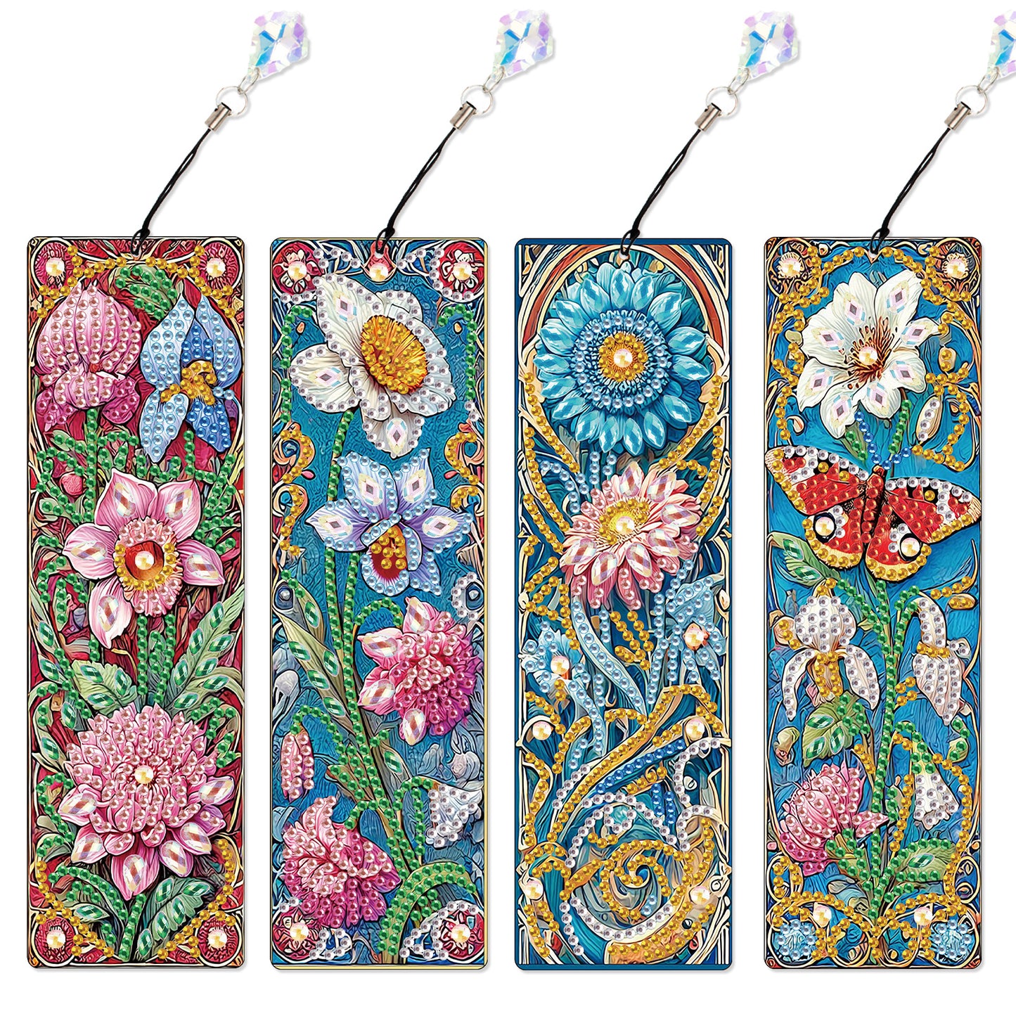 4Pcs Special Shape Dragonfly DIY Bookmarks Diamond Painting Kits for Book Lovers