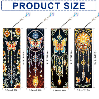 4Pcs Special Shape Dragonfly DIY Bookmarks Diamond Painting Kits for Book Lovers