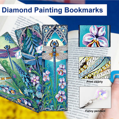 4Pcs Special Shape Dragonfly DIY Bookmarks Diamond Painting Kits for Book Lovers