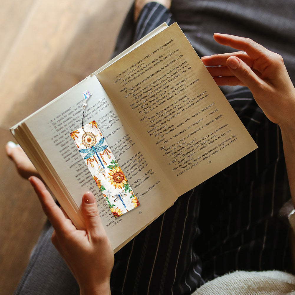 4Pcs Special Shape Dragonfly DIY Bookmarks Diamond Painting Kits for Book Lovers