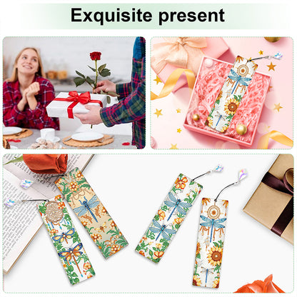 4Pcs Special Shape Dragonfly DIY Bookmarks Diamond Painting Kits for Book Lovers